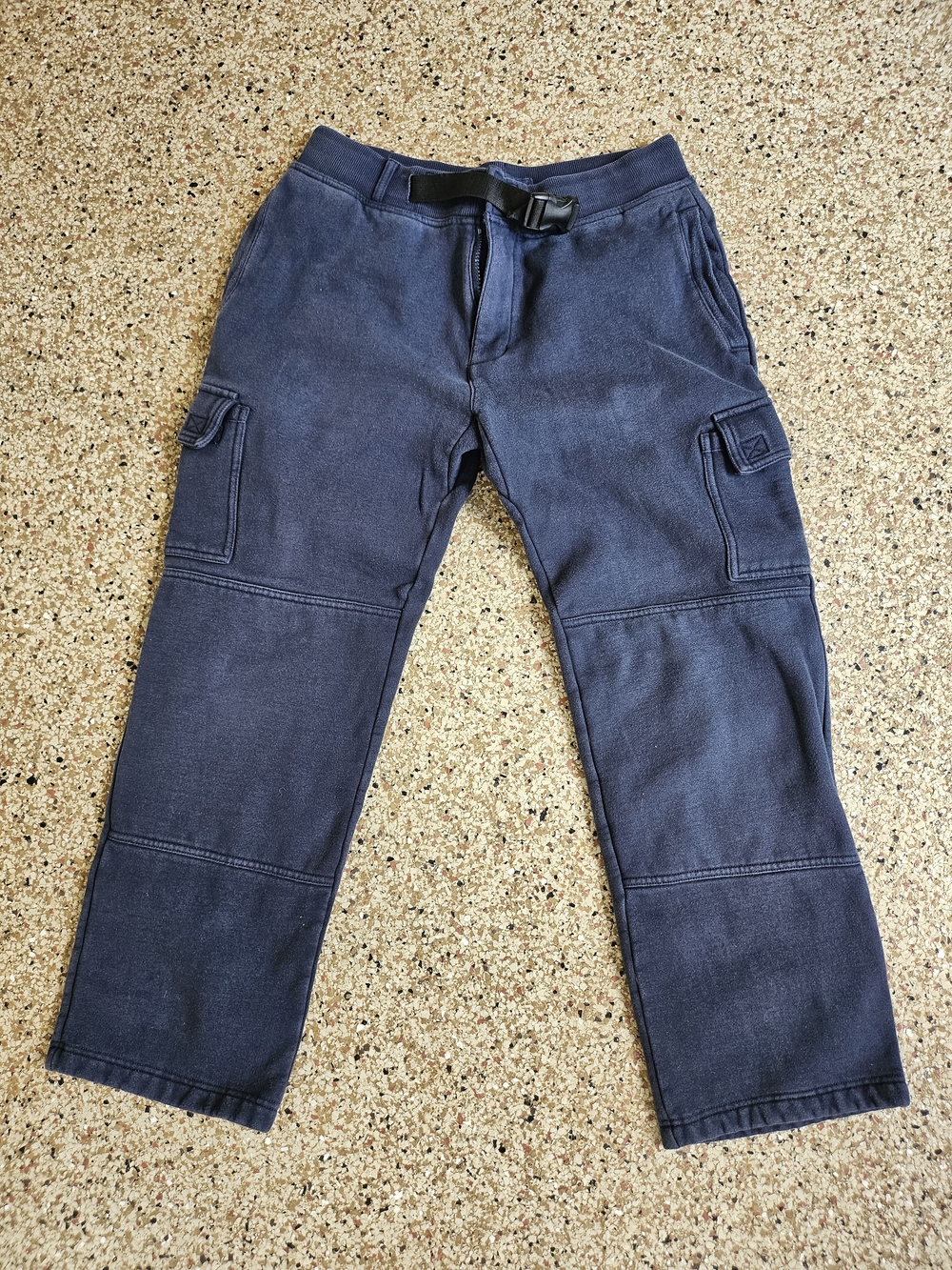 Duluth Trading Co Navy Soft Cotton Cargo Pants with Built-In Nylon Belt Mx30